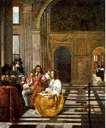 HOOCH, Pieter de Company Making Music af oil painting on canvas